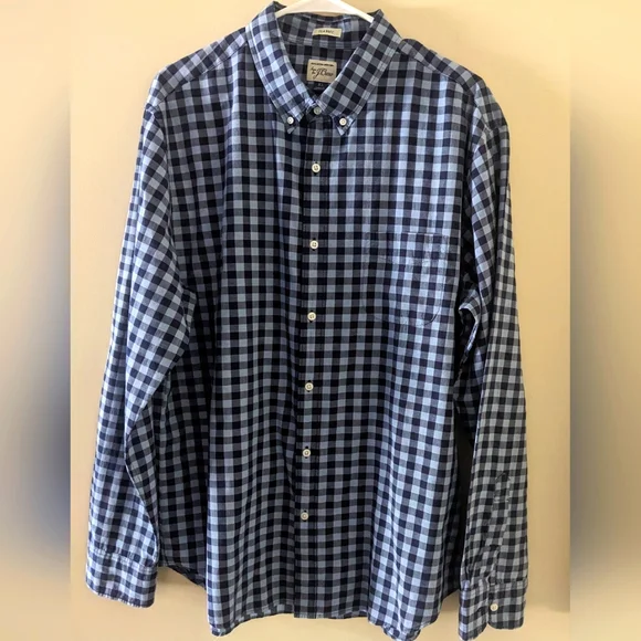 J Crew Men's Classic Fit Navy Gingham Shirt ~ XL - Picture 1 of 4